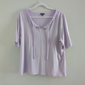 Talbots Blouse V-Neck Tie Lavendar Short-Sleeve Business Casual Women's  Size XL